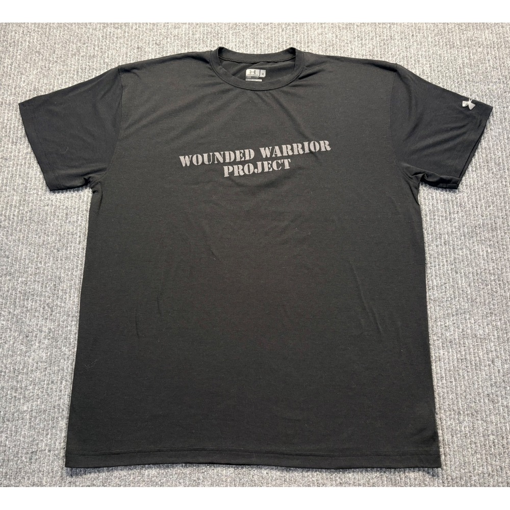 Under Armour Wounded Warrior Project Shirt Mens Medium Black Graphic Tee Loose